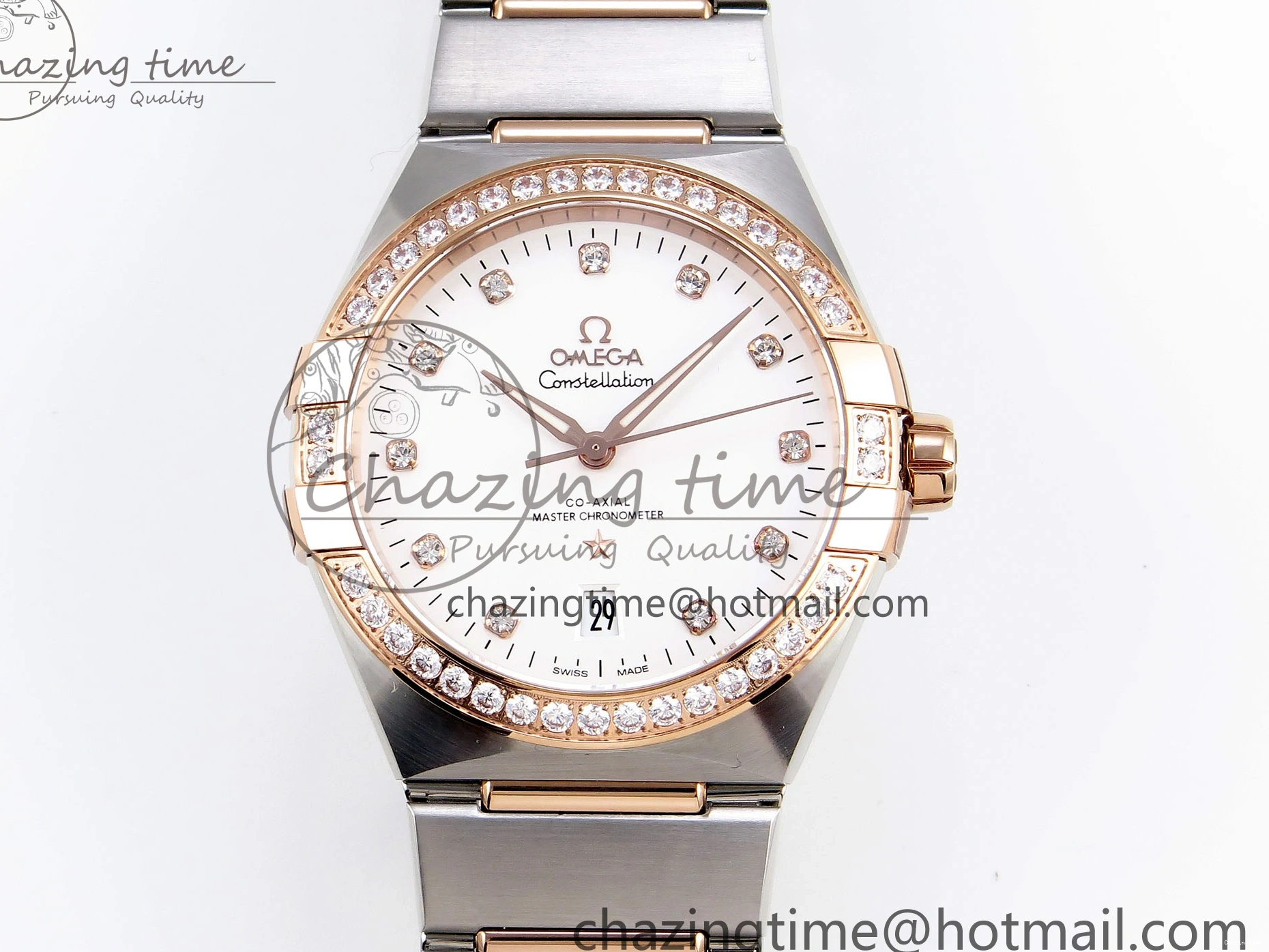 1231 Lightweight Constellation 39mm SS RG Diamonds Bezel ASWF 1:1 Best Edition White Diamonds Dial on SS RG Bracelet A 7774